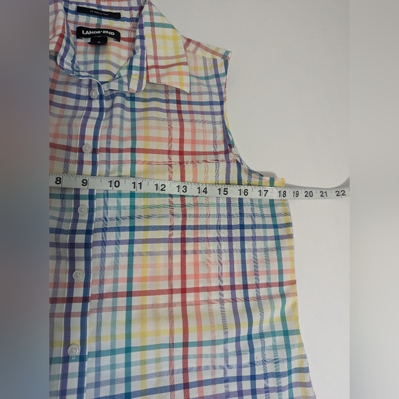Lands' End Sleeveless Checkered Button Down Blouse Shirt Women's Small Size 6 - Picture 4 of 6
